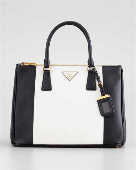 prada handbag black and white|prada black saffiano bag.